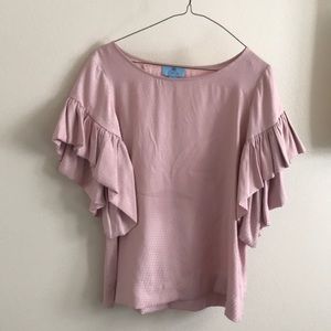 CeCe blush-colored flutter sleeve blouse